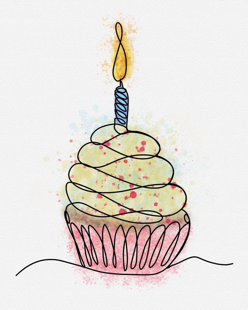 Candlelit Cupcake: A Digital Birthday Delight by Paintpourium