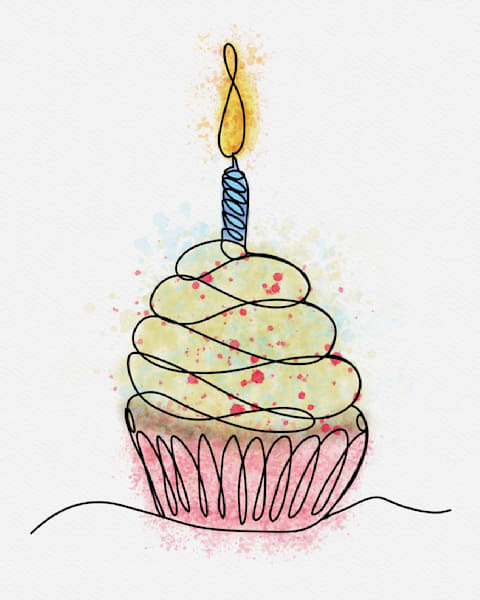 Candlelit Cupcake: A Digital Birthday Delight by Paintpourium