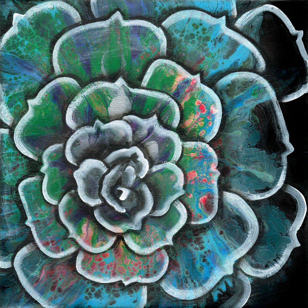 Buy "Succulent No. 2" - Original Fluid Art Painting by Paintpourium