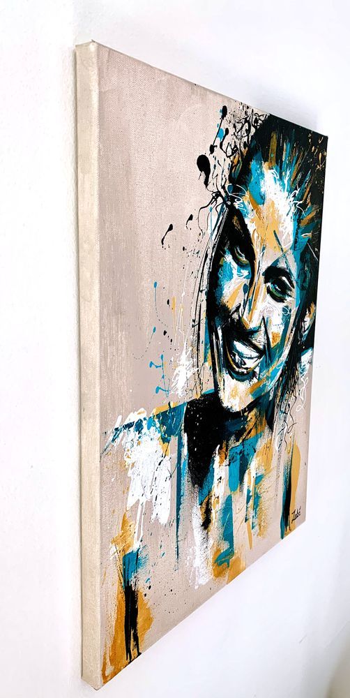 Beautiful woman smiling acrylic painting