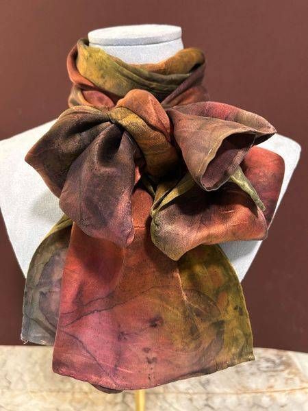 Kaleidoscope leaf printed and hand painted silk scarf by Debbie Alley