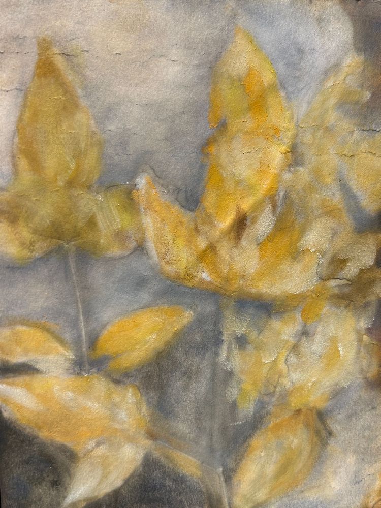 Whispering Leaves: Abstract Golden Leaf Art for Biophilic Home Decor