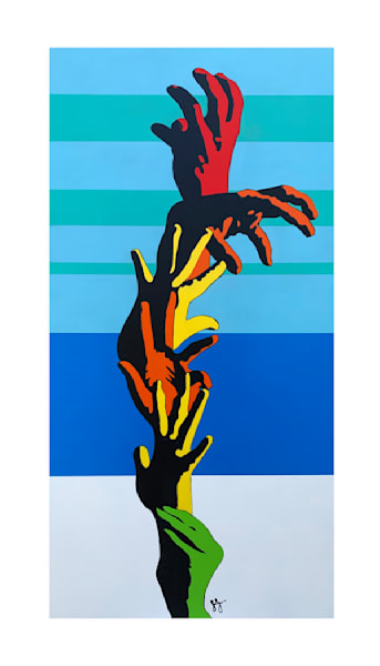 Flower Hand Fine Art Print by Jon Savage | Expressive Hand and Growth Artwork Vertical Format