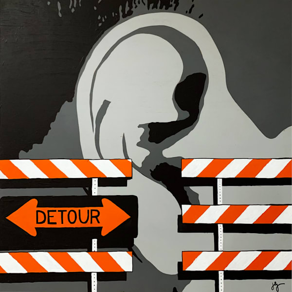 Ear and Detour – Sold Original Spray Paint on Wood (24×24) | Jon Savage