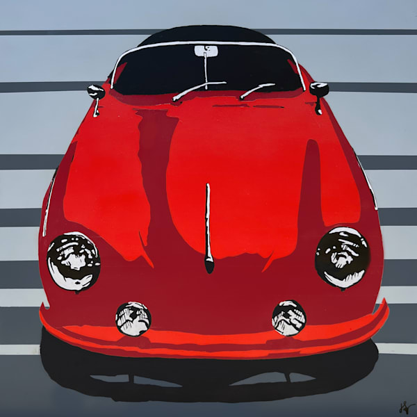 Red Speedster – Sold Original Porsche 356 Artwork (24×24) | Jon Savage