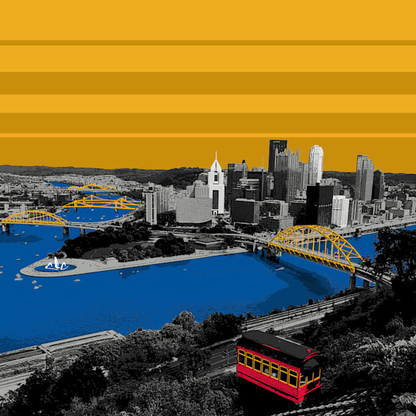 Steel City Gold and Black Metal Print by Jon Savage Pittsburgh Art