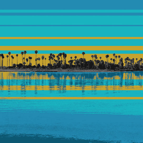 Mission Bay Reflection by Jon Savage | 36x36 Original Metal Print Coastal Artwork