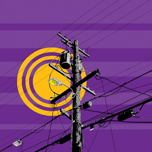 Purple Wires by Jon Savage | 24x24 Original Metal Print Abstract Artwork