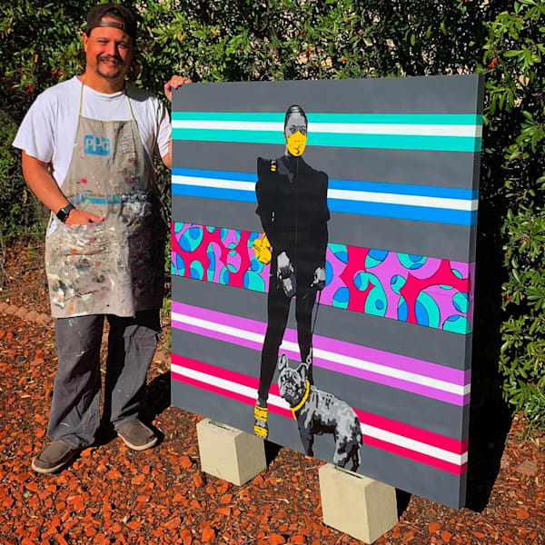 Yellow Mask and French Bulldog – Custom Artwork | Jon Savage Gallery