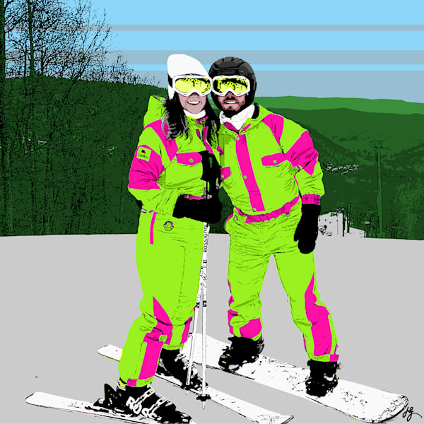 Snow Ski Couples – Custom Winter Artwork | Jon Savage Gallery