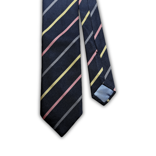 Vintage Harrods Regimental Stripe Silk Tie – Navy & Pink