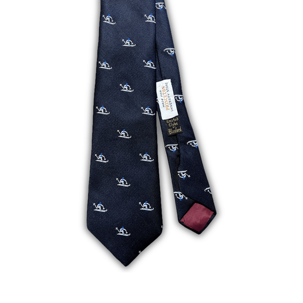 Vintage Princeton University Ski Motif Silk Tie – Navy