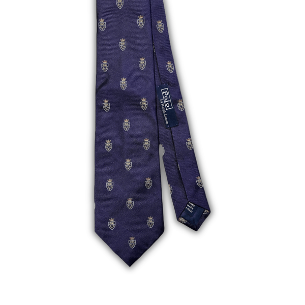 Vintage Polo Ralph Lauren Crown & Crest Navy Silk Tie – Italy