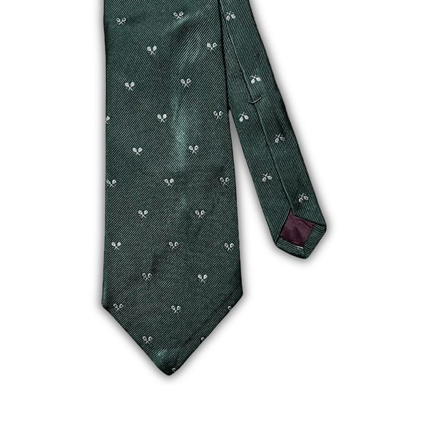 Vintage Polo Ralph Lauren Tennis Racquet Silk Tie – Green