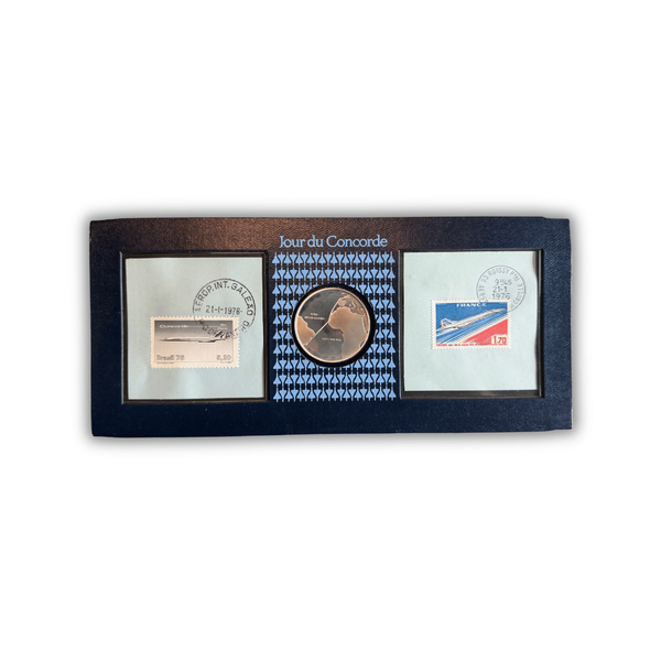 1976 Concorde First Commercial Flight Medal & Stamp Set