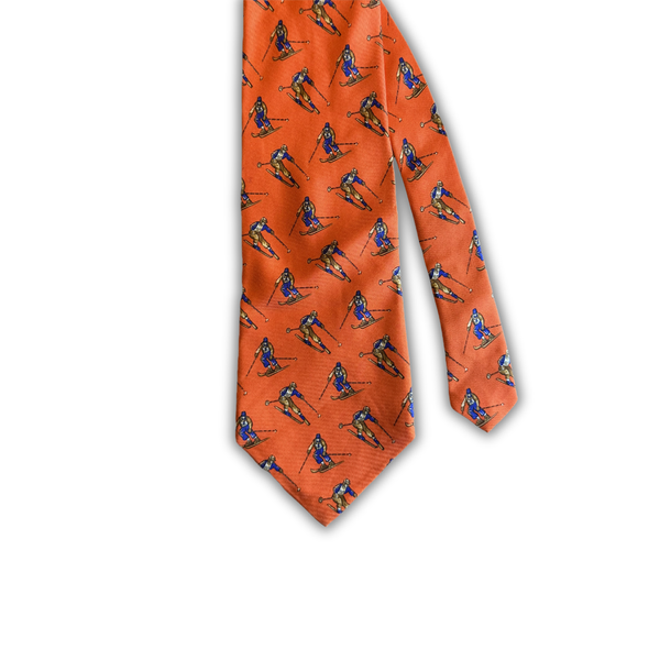 Vintage Polo Ralph Lauren Alpine Skier Silk Tie – Orange