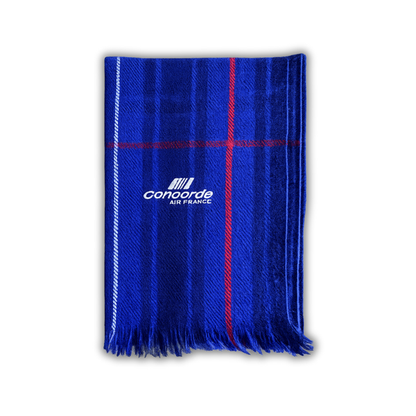Air France Concorde Vintage Wool Travel Blanket – Blue Plaid