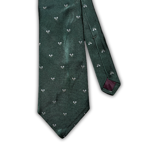 Vintage Polo Ralph Lauren Tennis Motif Silk Tie – Green Preppy Necktie