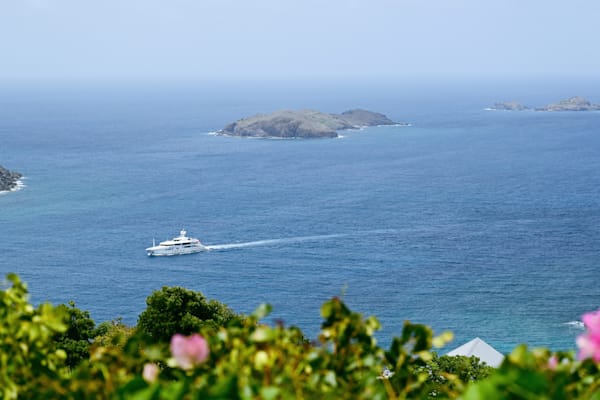 Yacht Around St. Barth Art Print | Studio Petrino - Elegant Caribbean Seascape