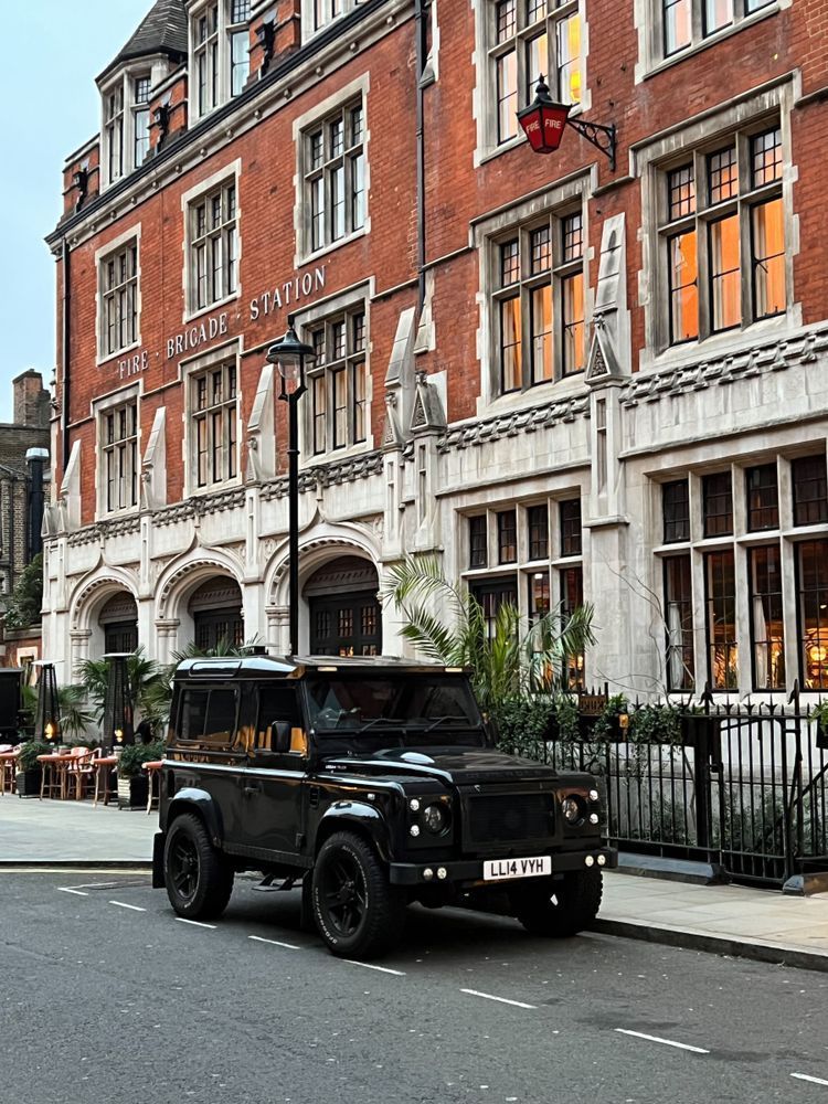 Chiltern Firehouse Land Rover Defender London Art Print | Studio Petrino - Iconic London Scene