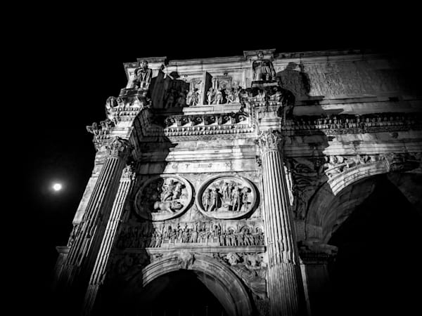 Arch of Constantine at Night Rome Art Print | Studio Petrino - Elegant Roman Landmark
