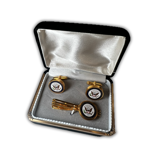 United States Embassy Madrid Cufflinks and Tie Bar Set | Vintage Diplomatic Accessories