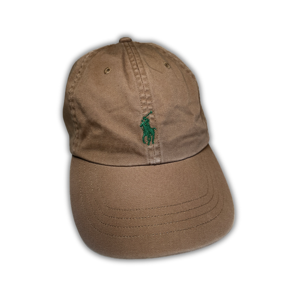 Vintage Polo Ralph Lauren Brown Cap with Green Pony | Studio Petrino
