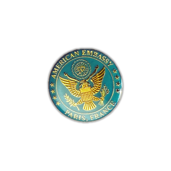 American Embassy Paris Lapel Pin | Vintage Enamel Eagle Crest from France
