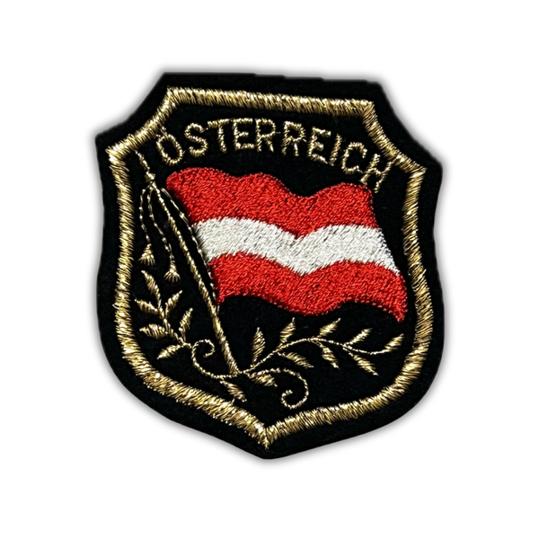 Vintage Österreich Patch | Austrian Shield Embroidered with Gold-Tone Thread