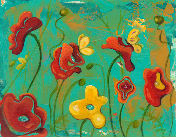 Poppies With Butterflies Art | Joan's Fine Art Suite