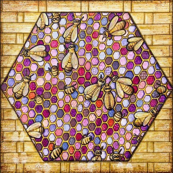 Many: Bee and Honeycomb Art by Kristen Palana