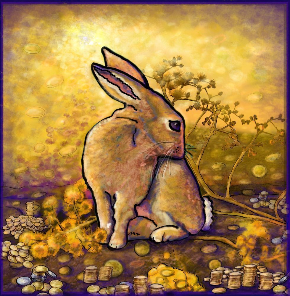 Gift Shop: Abundance Bunny -Gold and Purple