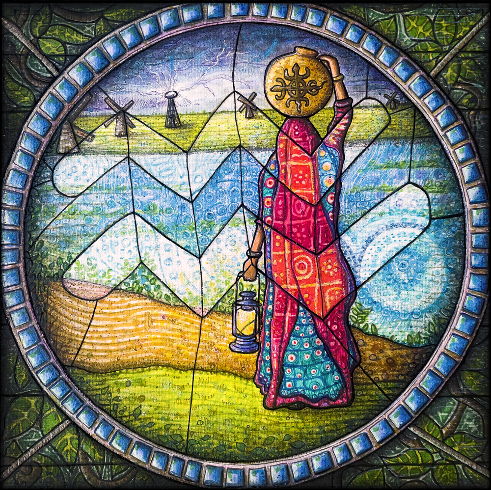 Aquarius leading the way astrology multicultural zodiac art by Kristen Palana