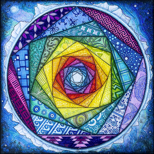spiral golden mean sacred geometry art drawing by Kristen Palana