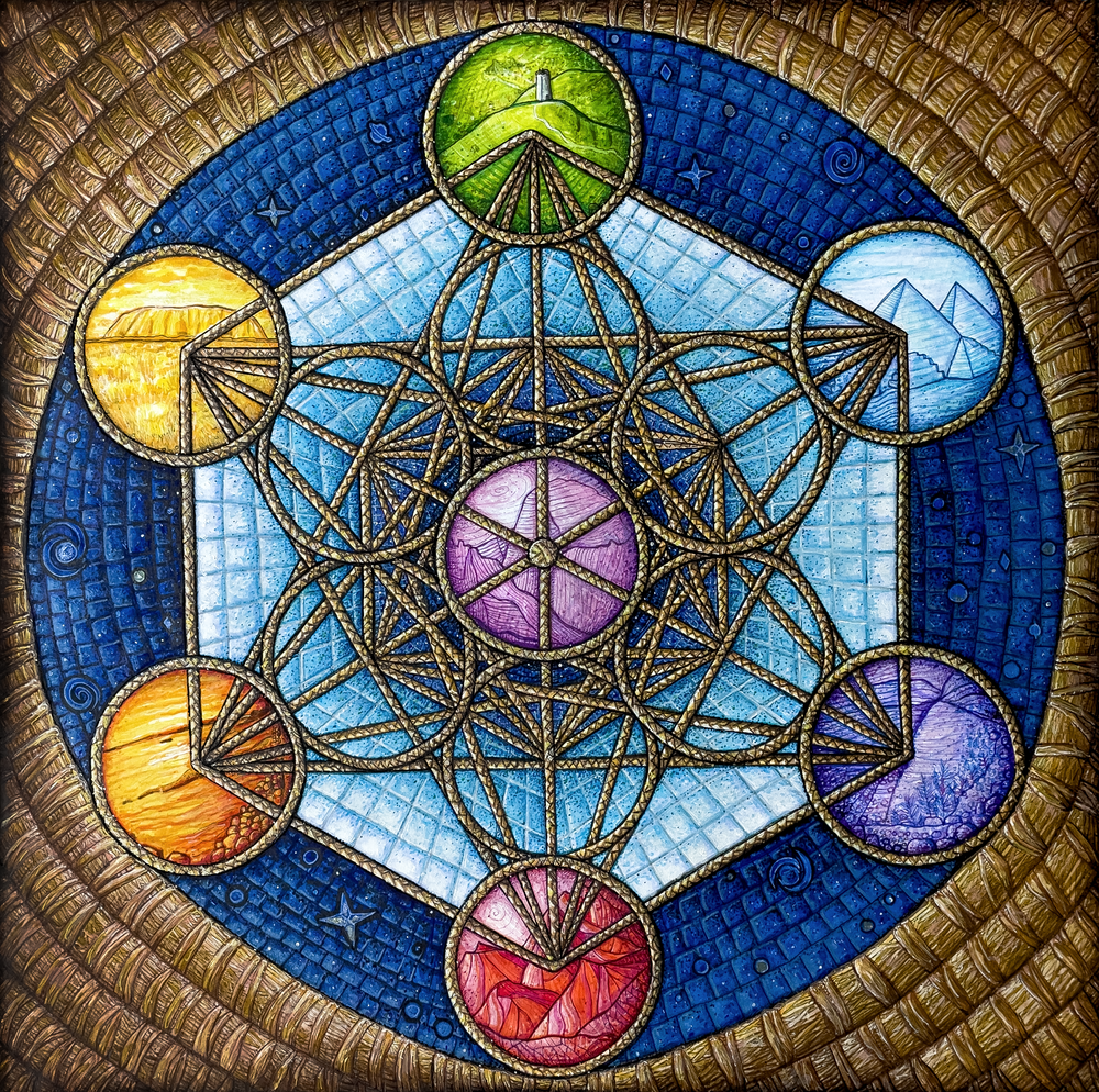 Metatron's Cube Mixed Media Sacred Geometry Drawing by Kristen Palana