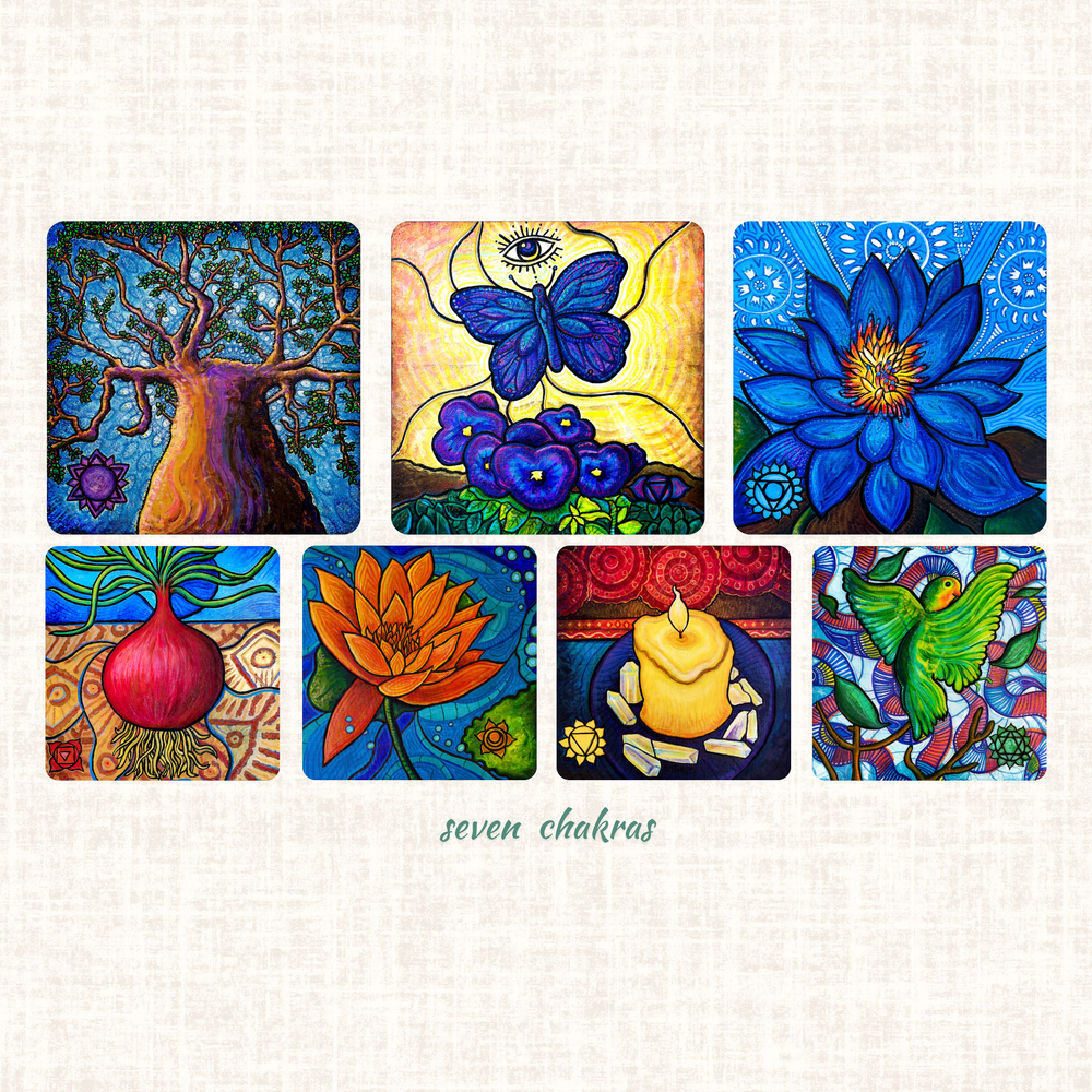All Seven Chakras Square Canvas -Complete Malawian Set