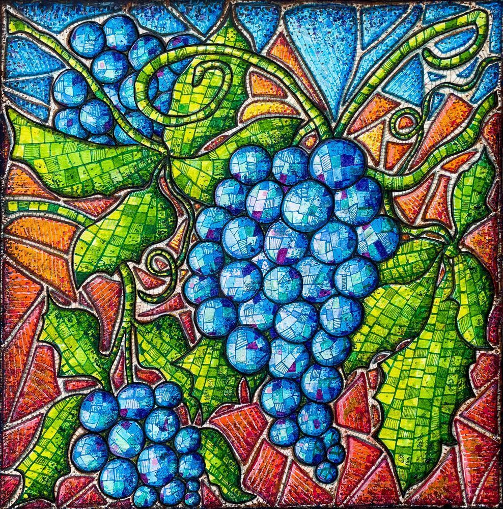 Italian Grapes Throat Chakra Art Print | Voice & Expression Artwork