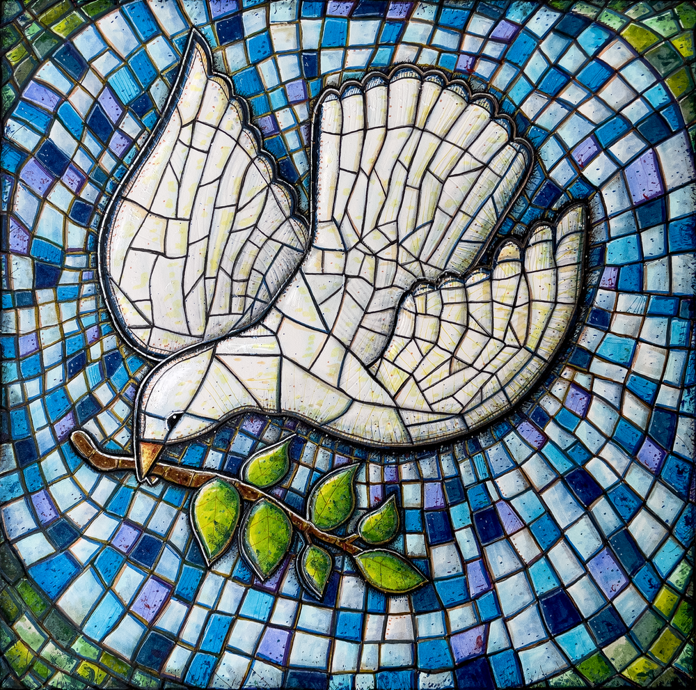 Peace Dove Mosaic Drawing: Symbolic Art of Serenity by Kristen Palana - Makalulu Studio
