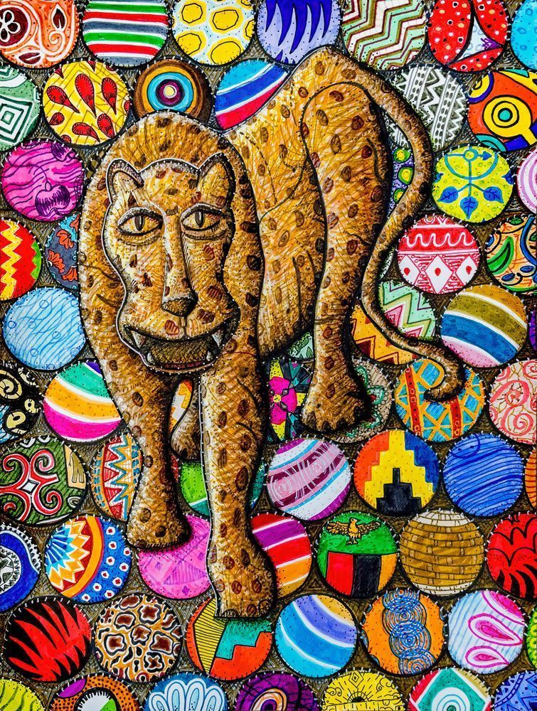 Independence: Carved Leopard with Zambian Bottle Caps