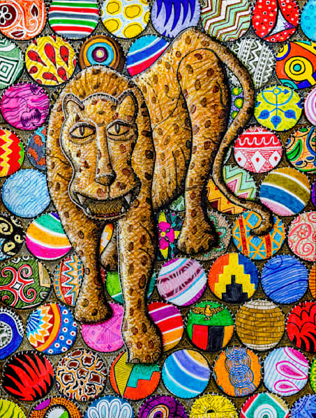 Independence: Carved Leopard with Zambian Bottle Caps