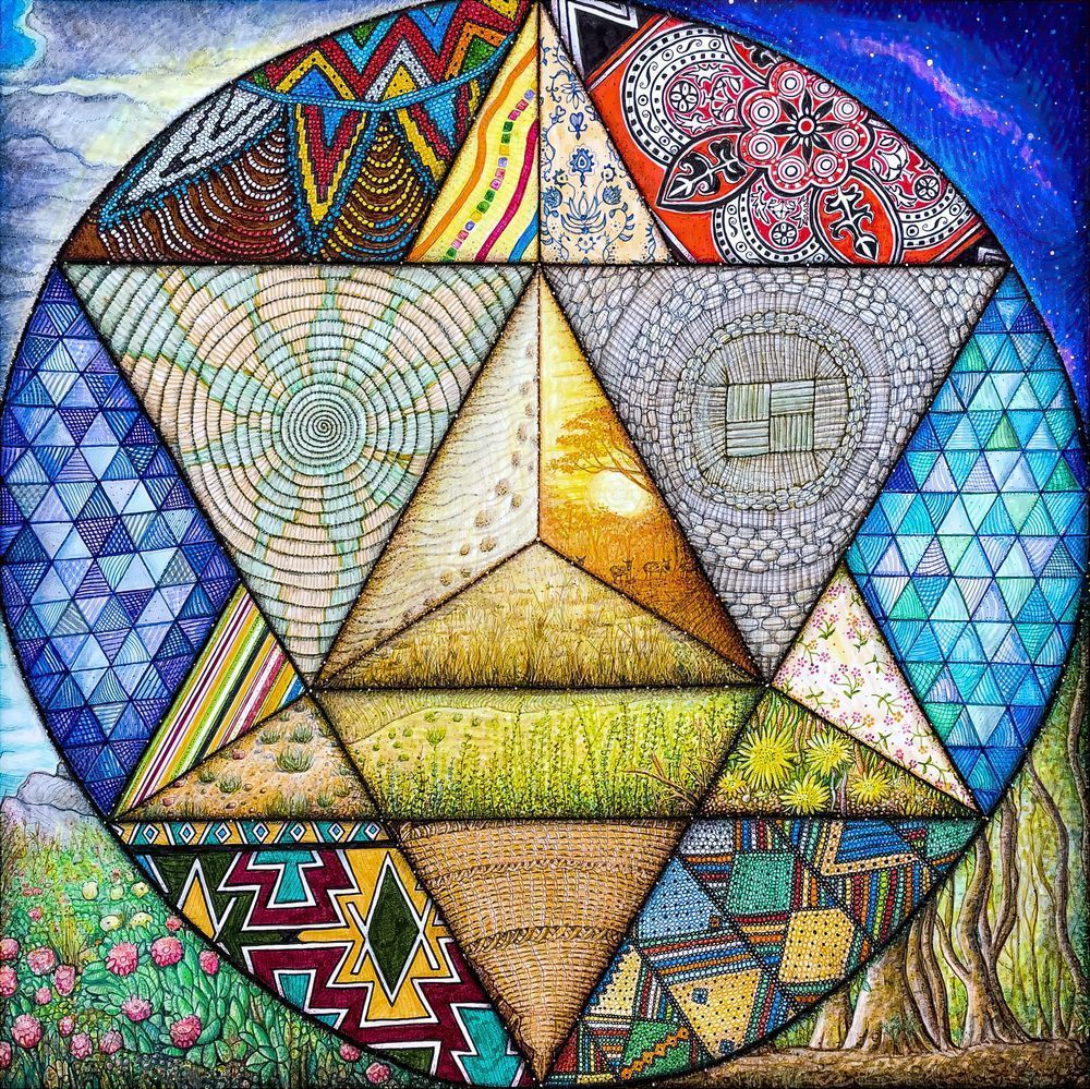 South African Merkaba: Healing Meditation. Sacred Geometry Peace Art