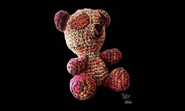Eyepatch Bear Yarn Tote Art | Handmade Future Studio by Lisa Niedermeyer