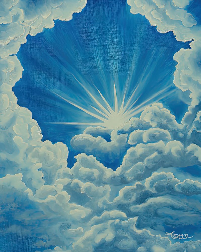 White Sun Burst Art | Aster's Art