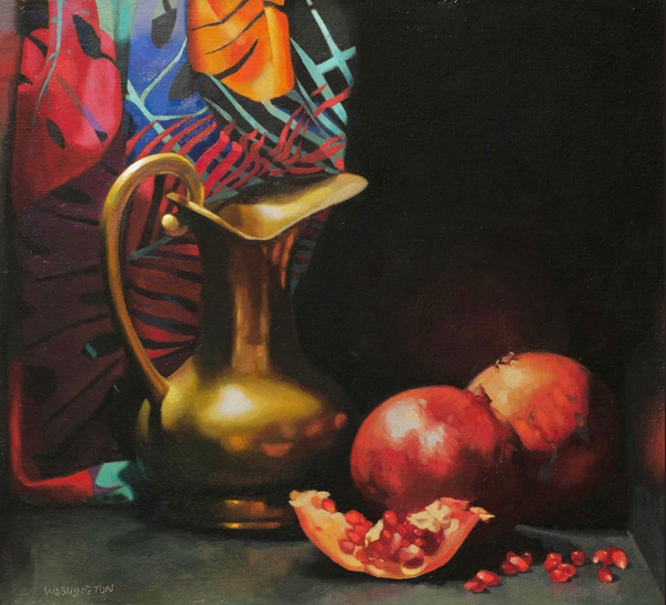 Arrangement With Brass & Pomegranate Art | Joe Washington Gallery