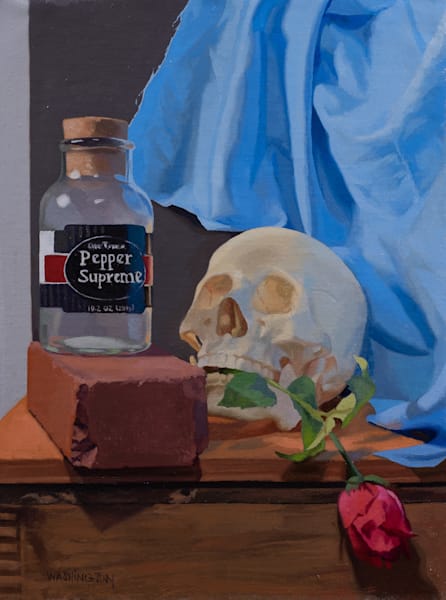 'arrangement With Brick, Rose, & Skull' Art | Joe Washington Gallery