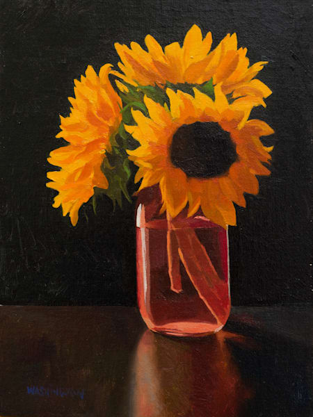 'glass Jar With Sunflowers' Art | Joe Washington Gallery