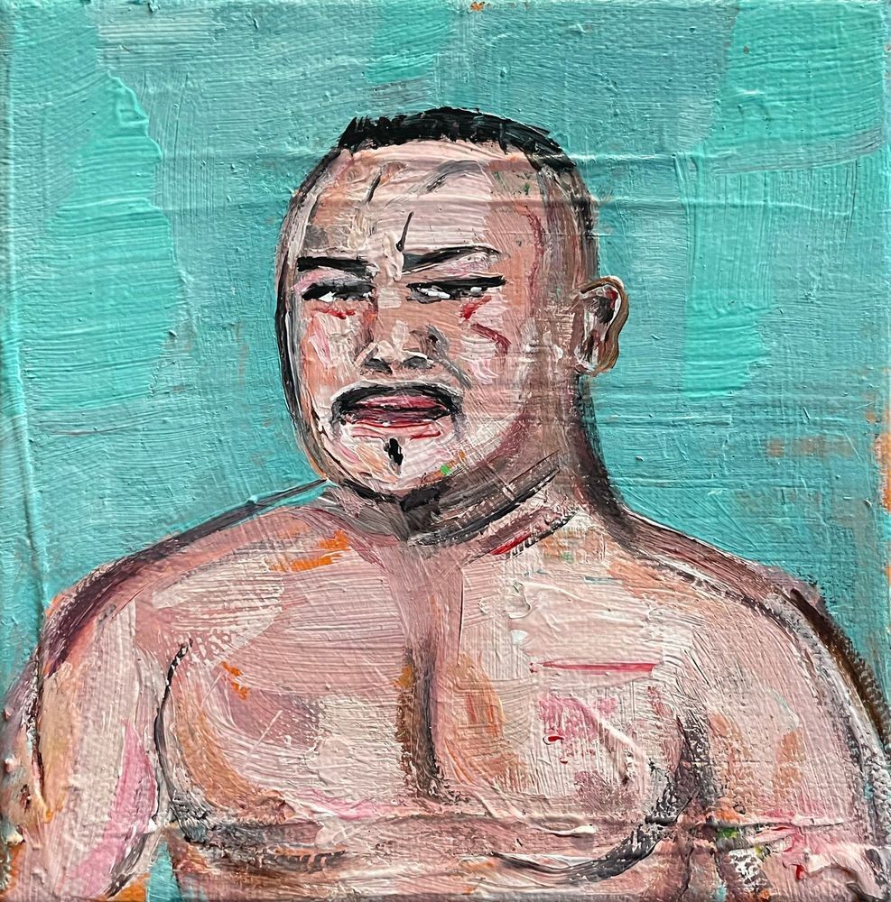 Professor Toru Tanaka Acrylic On Canvas 6x6in Art | El Santos World