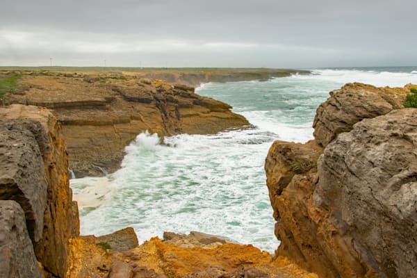 Golden Cliffs Over Angry Surf Photography Art | Sonoma Fine Photography