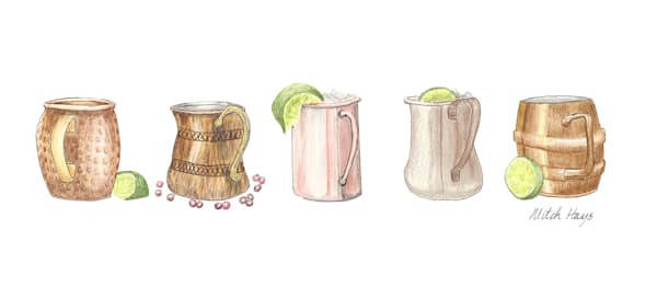 Five Moscow Mule Mugs Art | Mitch Hays Art