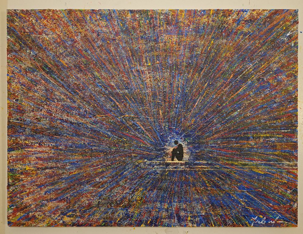 Sitting In The Vast Expanse Of Grief 36x48 Art | Blackbird